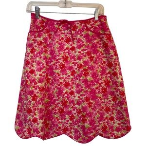 Floral Pink Women's Skirt with scalloped hem size 6